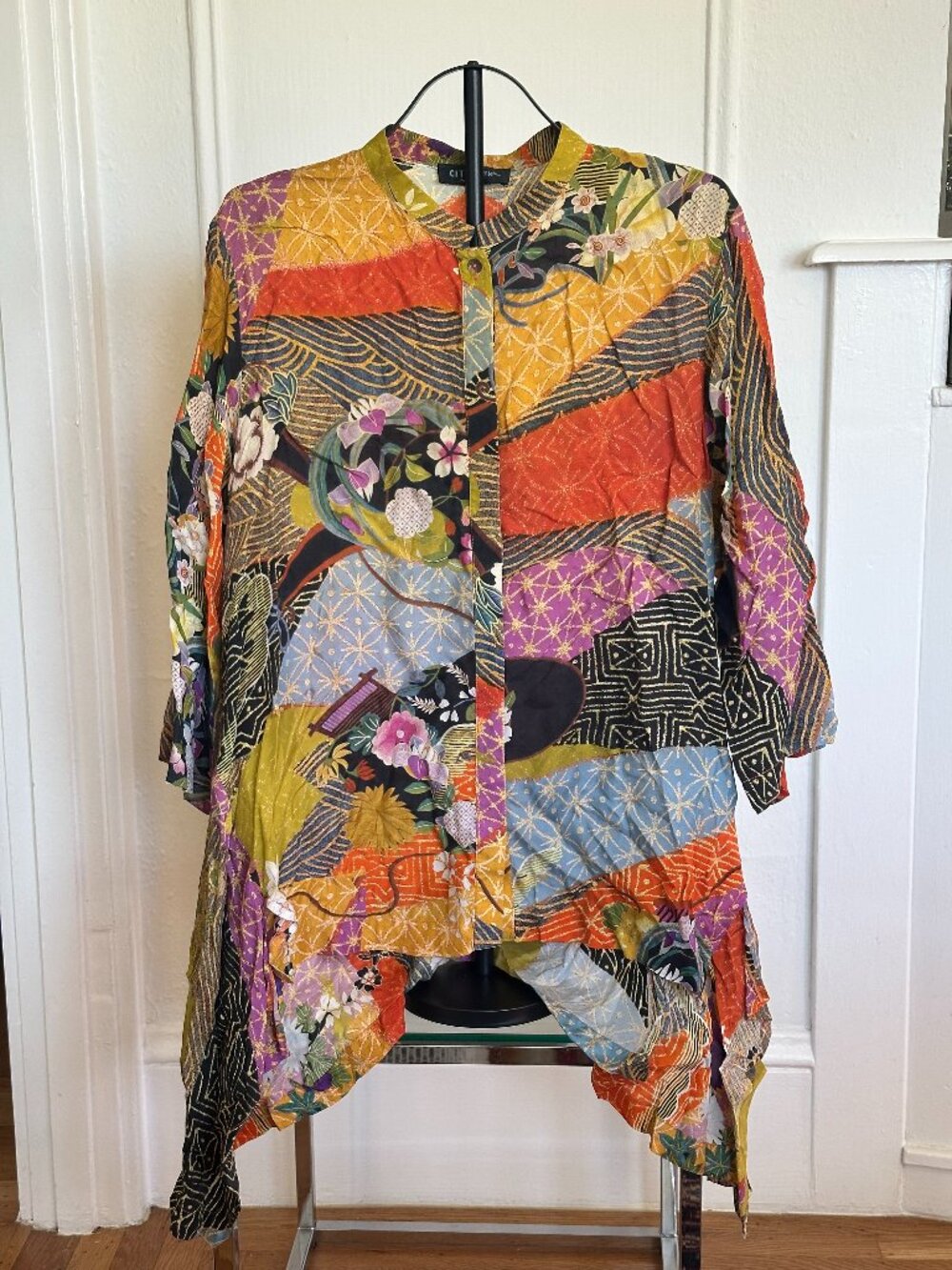 Citron Santa Monica Asymmetrical Patchwork Blouse | 2X | NWT | Art-to-Wear